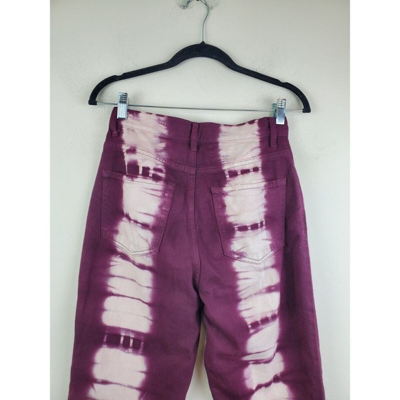 Pacsun 26 High Rise Straight Jeans Tie Dye Raw Hems Button Fly Eco Raspberry - Picture 7 of 13